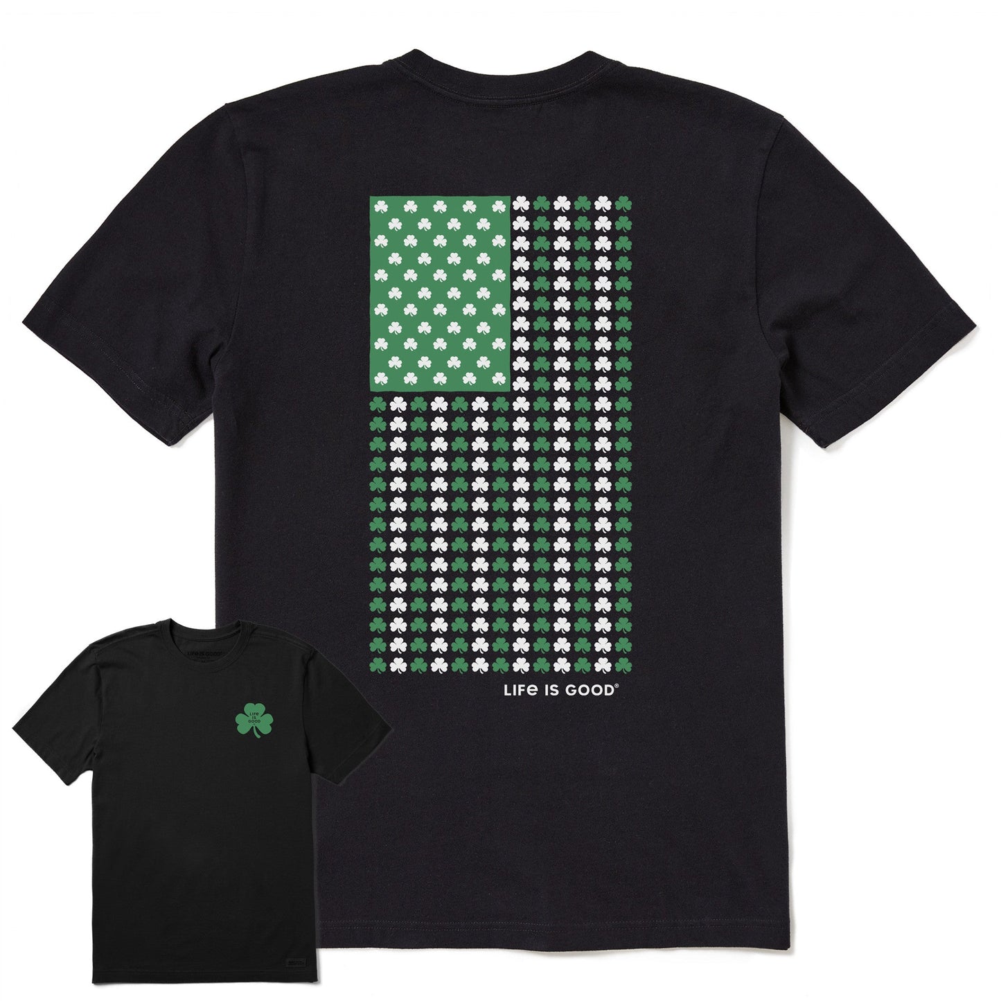 Men's Vertical USA Flag Shamrocks Short Sleeve Crusher Tee