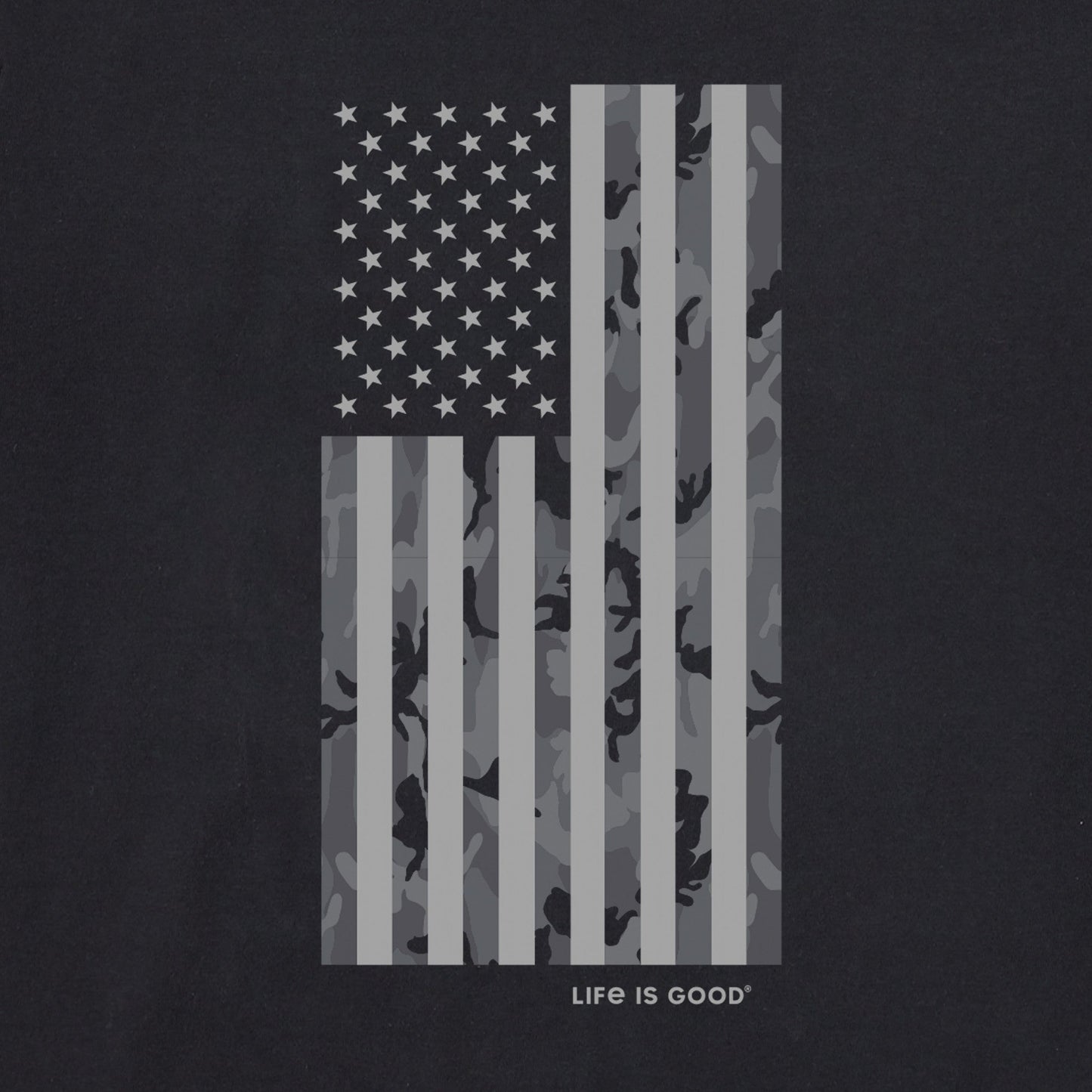 Men's Vertical USA Flag B&W Camo Short Sleeve Crusher Tee