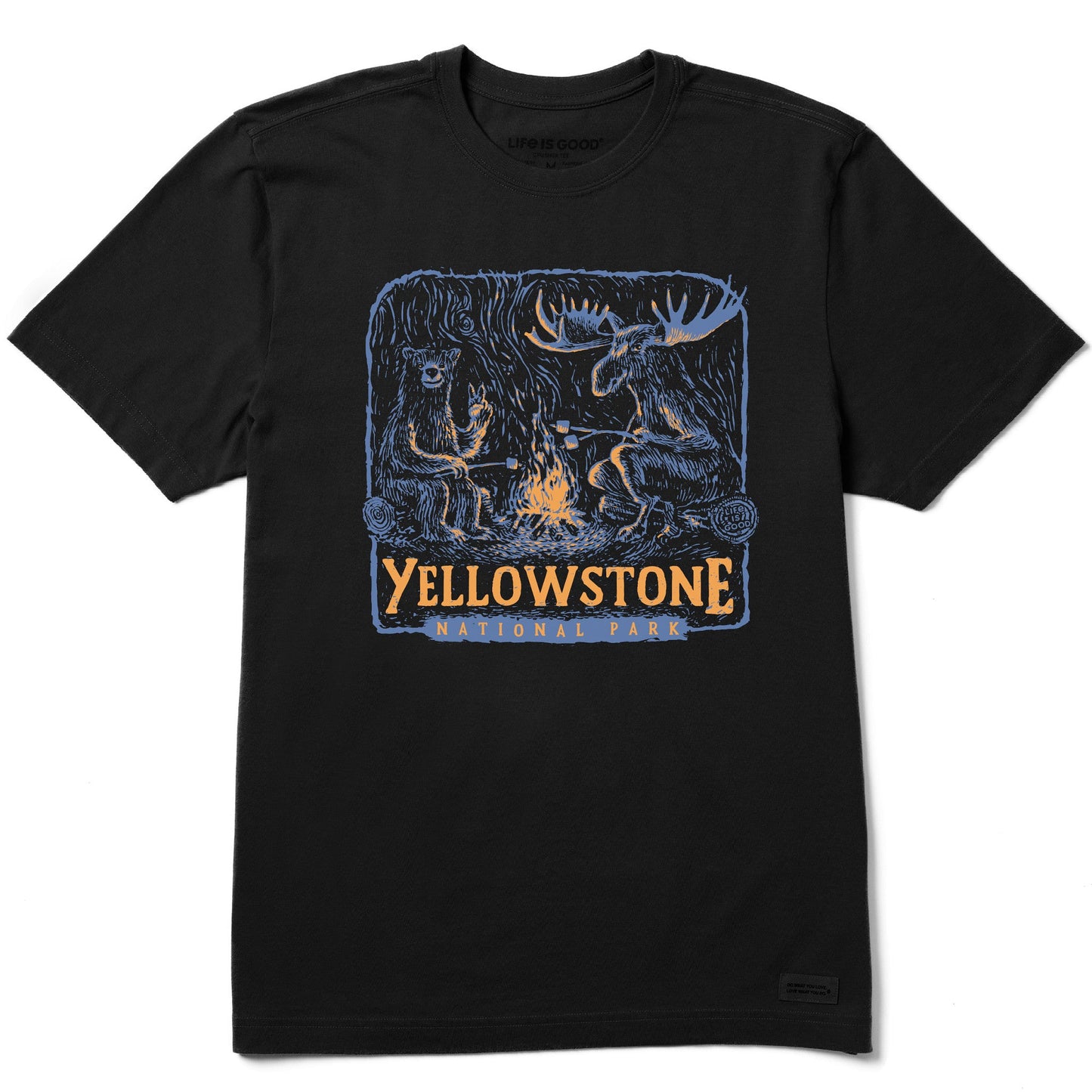 Men's Yellowstone Bear and Moose Camp Scene Short Sleeve Crusher Tee
