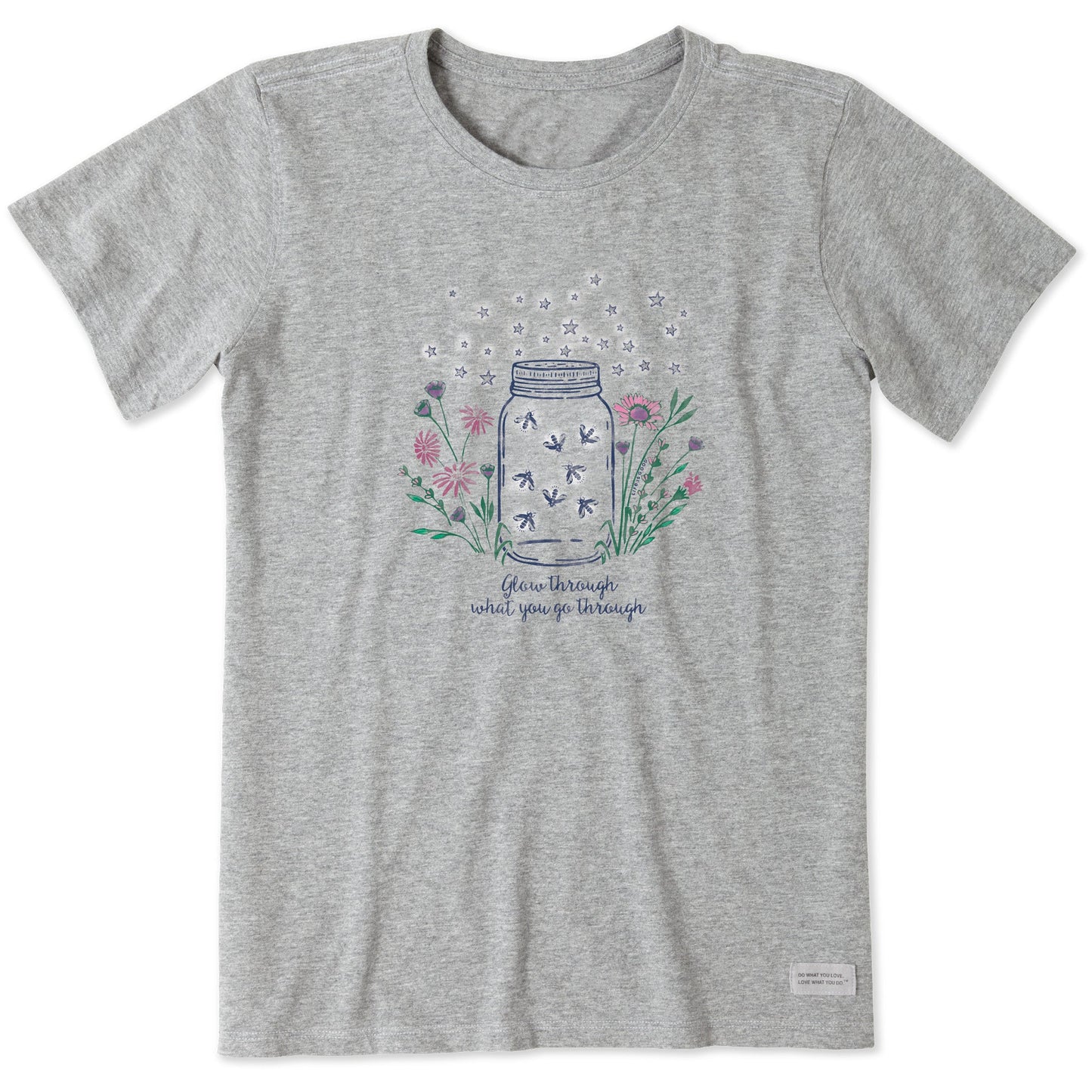 Women's Fireflies Flowers Jar Short Sleeve Tee