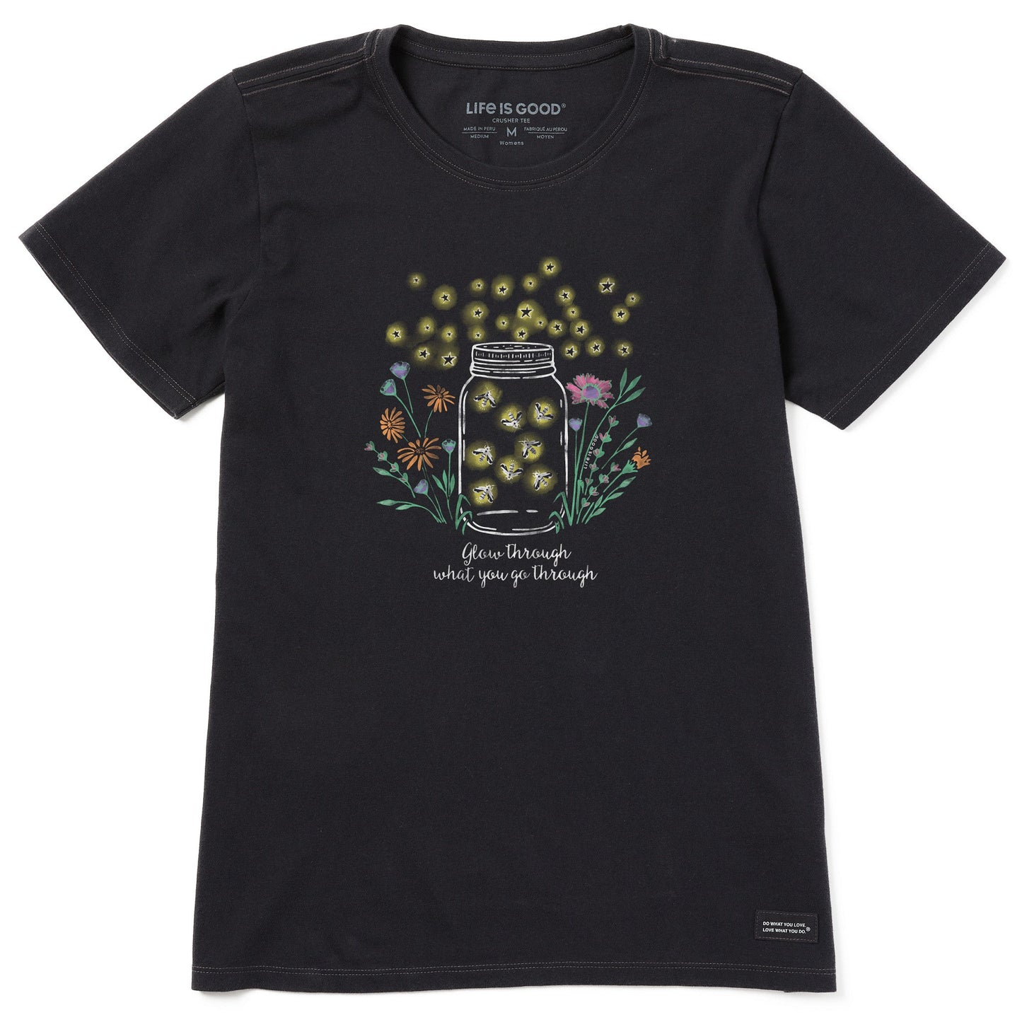 Women's Fireflies Flowers Jar Short Sleeve Tee