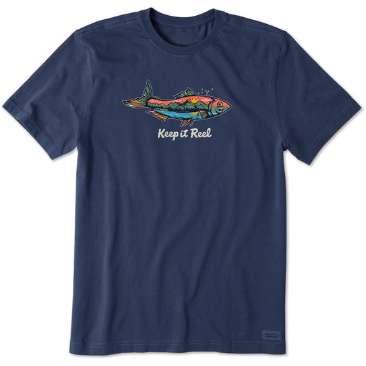 Men's Fish Mountain Scene Short Sleeve Tee