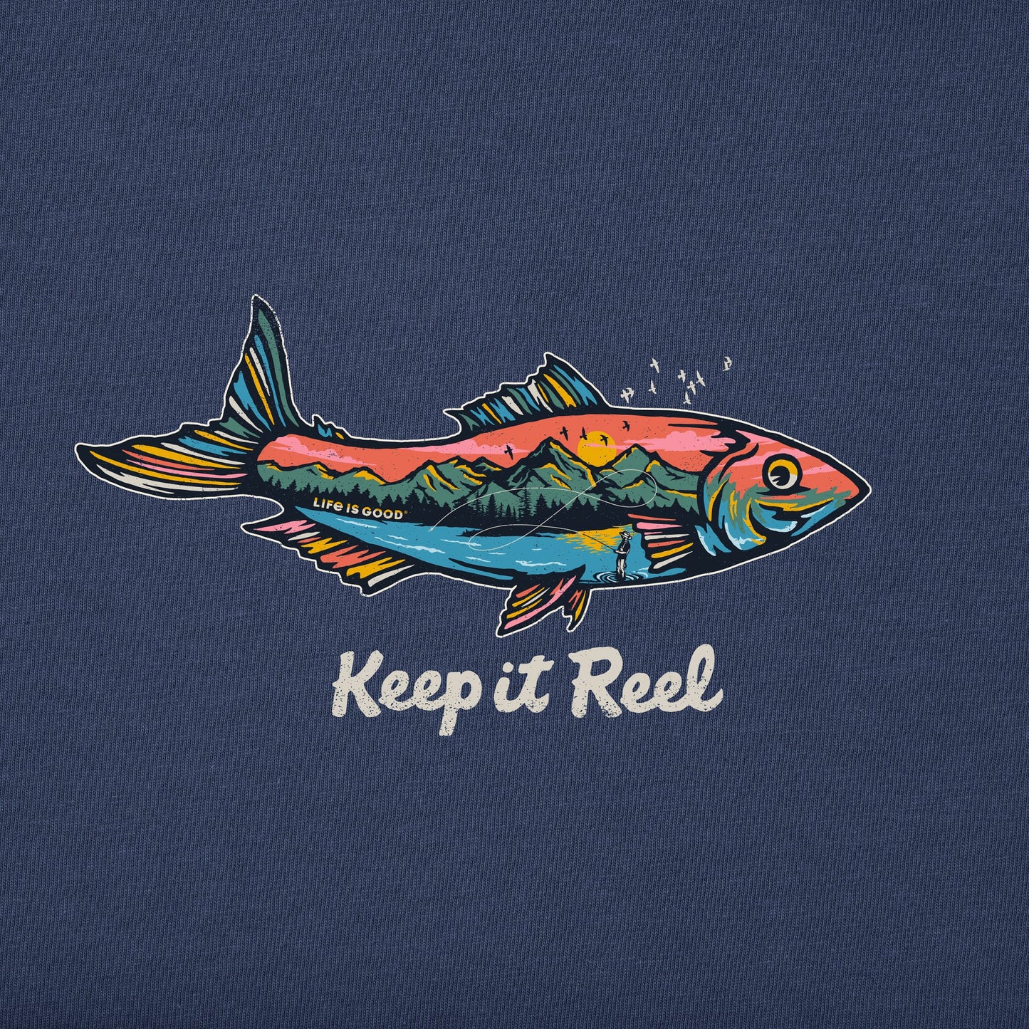 Men's Fish Mountain Scene Short Sleeve Tee