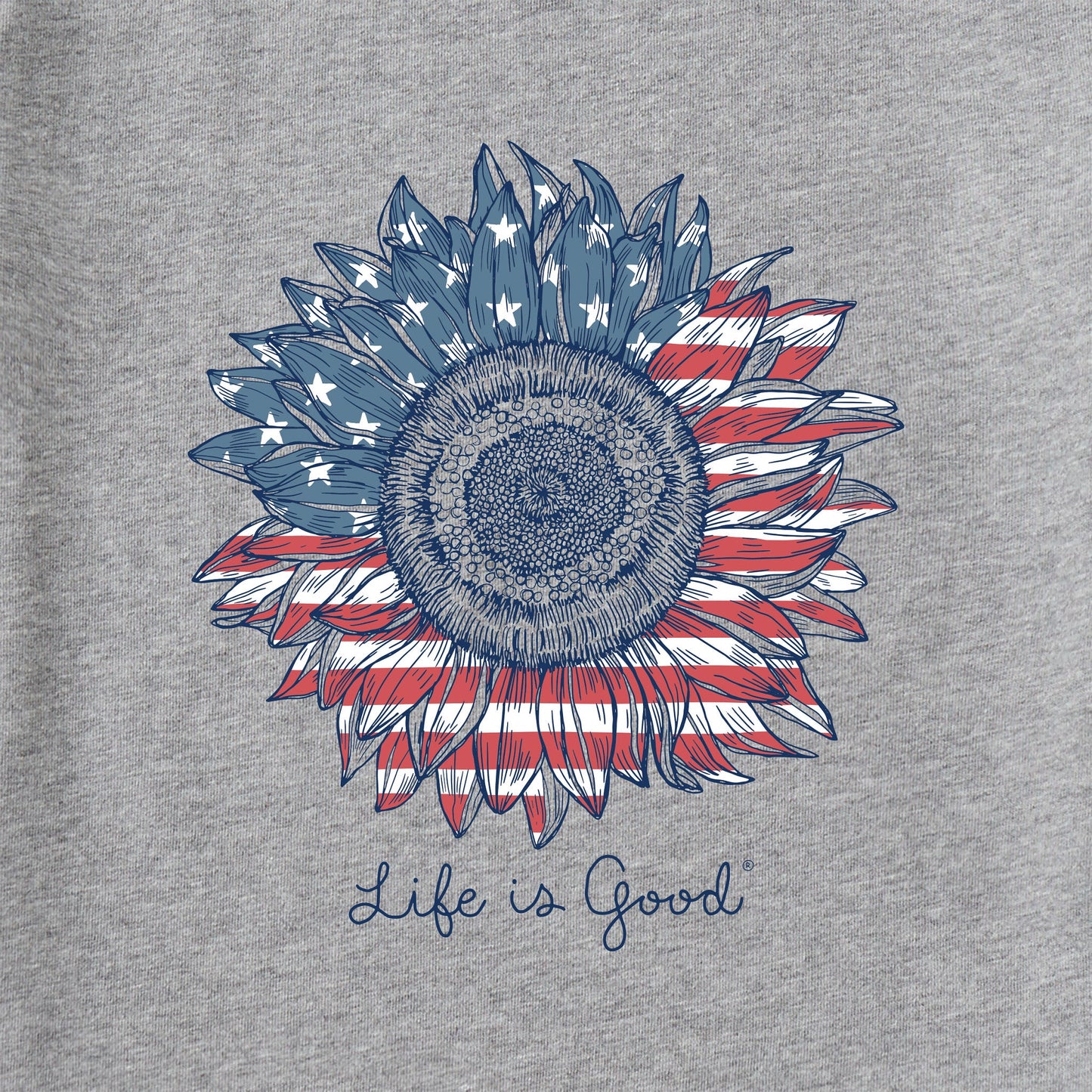 Women's American Sunflower Short Sleeve Vee