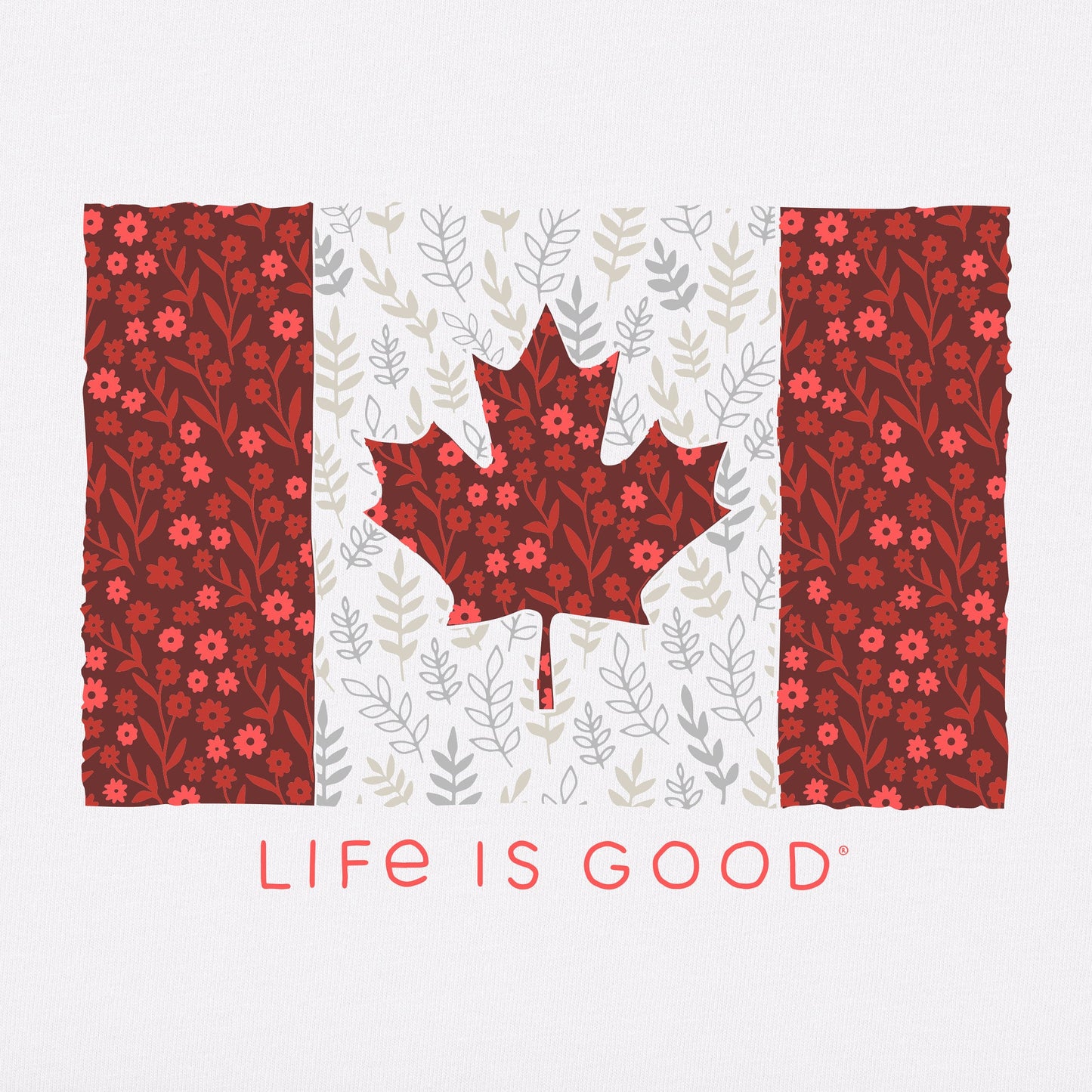 Women's Canadian Flag Wildflowers Short Sleeve Vee