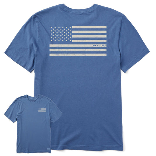 Men's Simple American Flag Short Sleeve Crusher Tee