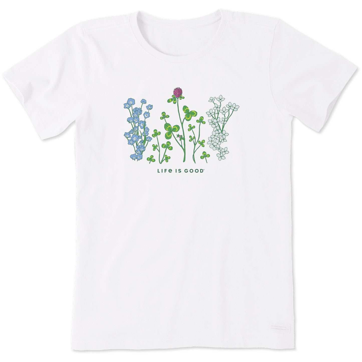 Women's Detailed Clovers and Wildflowers Short Sleeve Tee