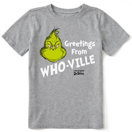 Kids Greetings from Who-Ville Grinch Short Sleeve Crusher Tee