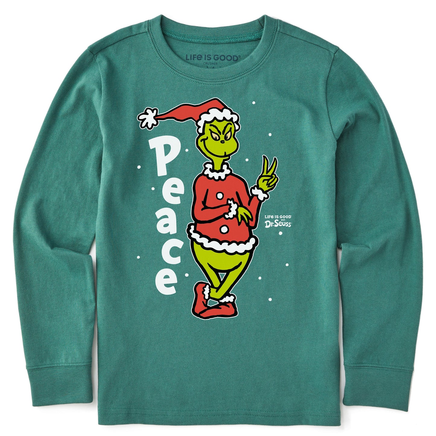 Kids Peace Grinch Long Sleeve Crusher Tee
