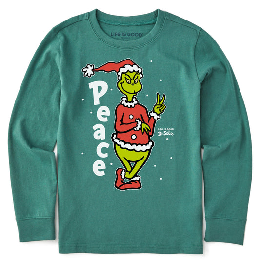 Kids Peace Grinch Long Sleeve Crusher Tee