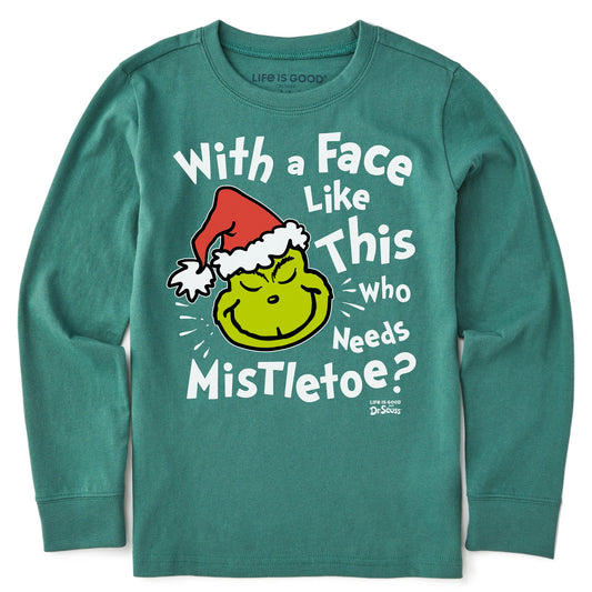 Kids With a Face Like This Grinch Long Sleeve Crusher Tee
