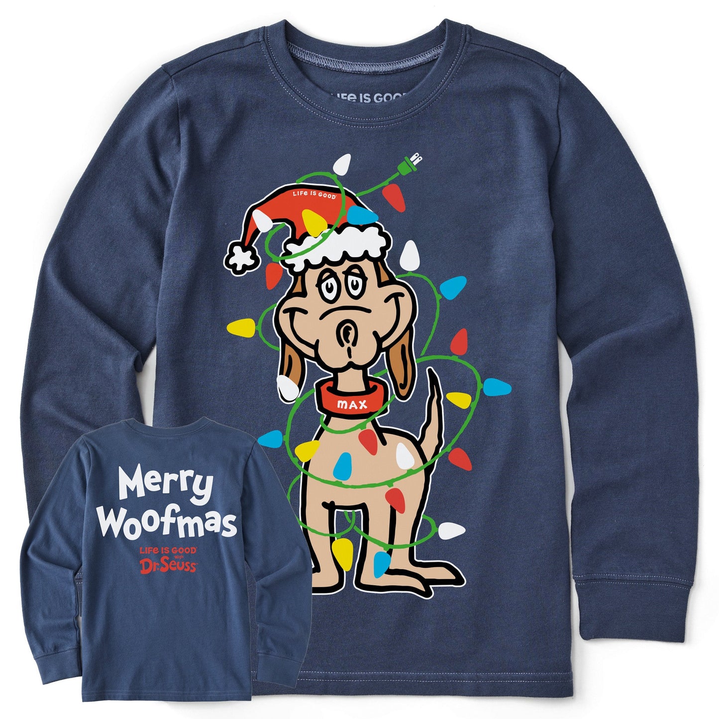Kids Max Merry Woofmas Long Sleeve Crusher Tee