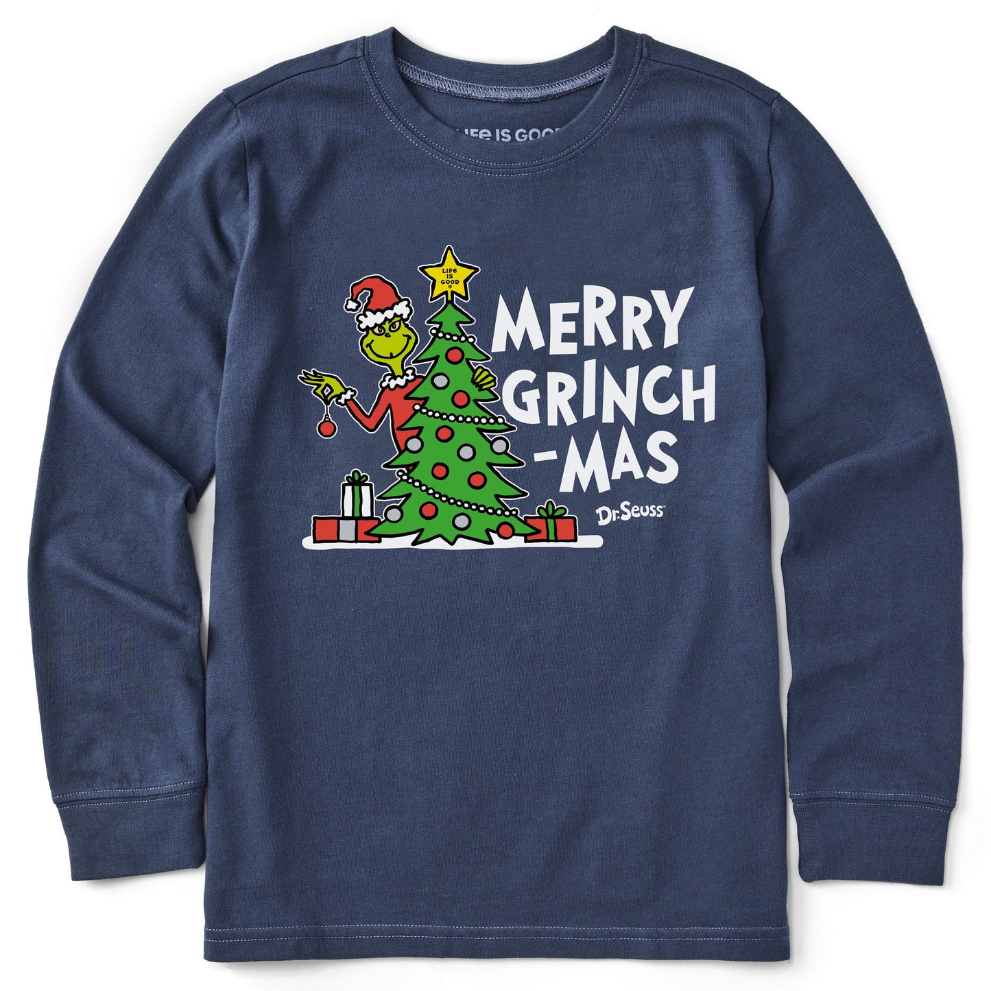 Kids Grinch Merry Grinchmas Tree Long Sleeve Crusher Tee