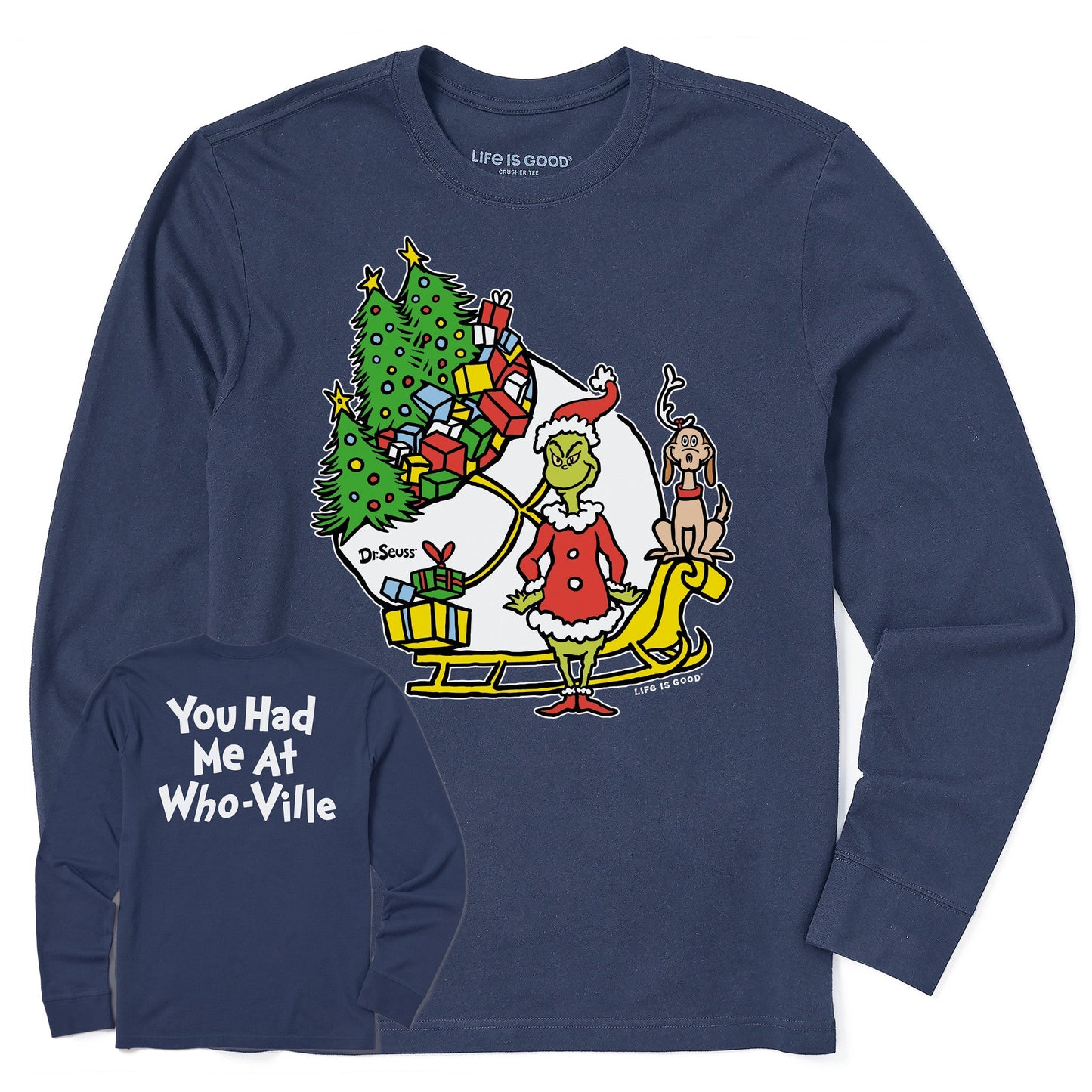 Men's You Had me at Who-Ville Sleigh Long Sleeve Crusher Tee
