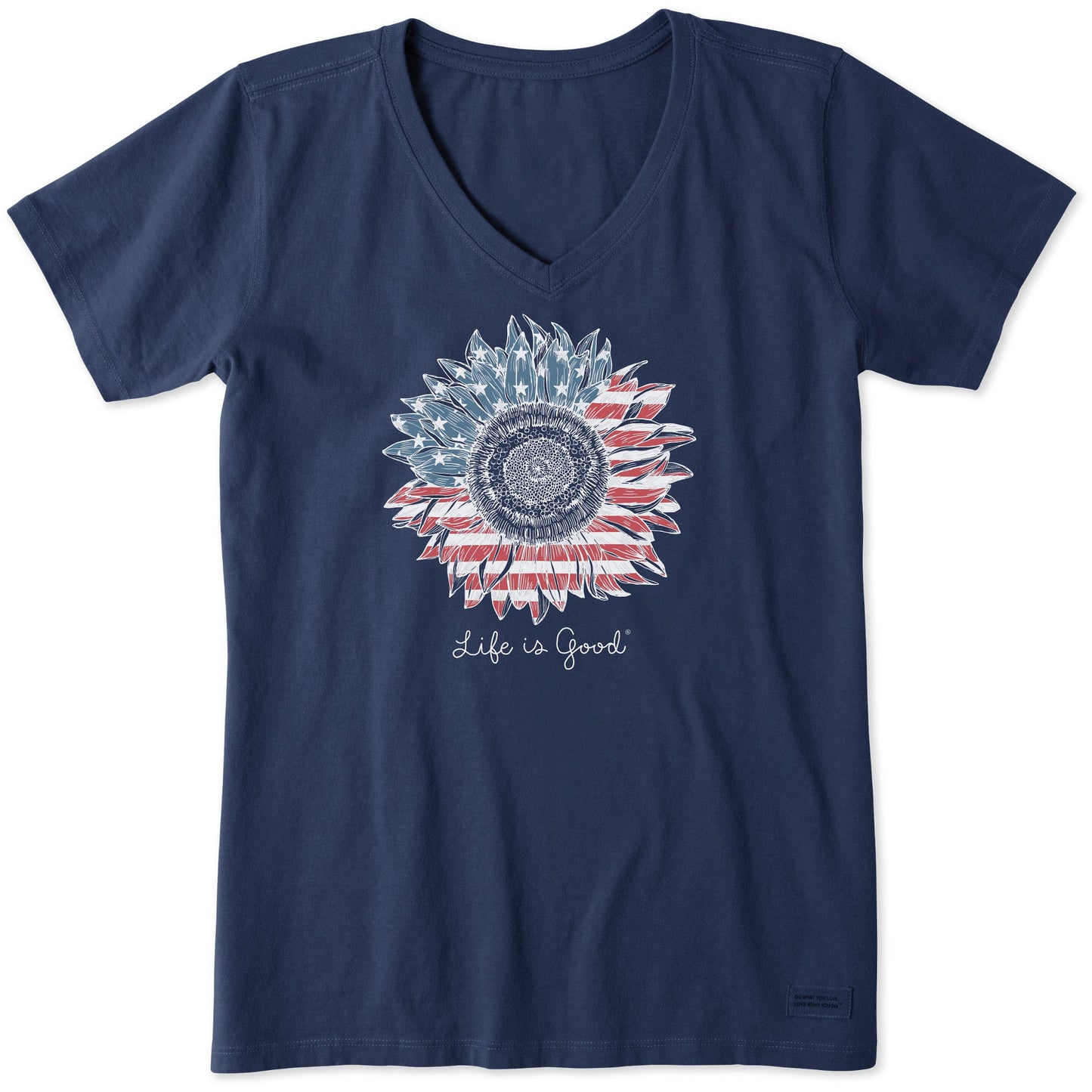 Women's American Sunflower Short Sleeve Vee