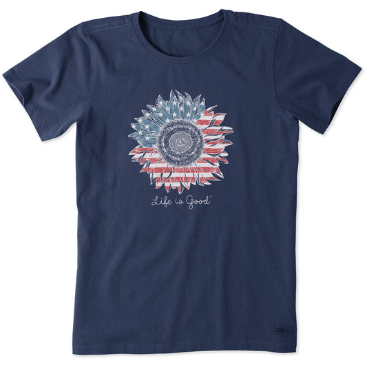 Women's American Sunflower Short Sleeve Crusher Tee