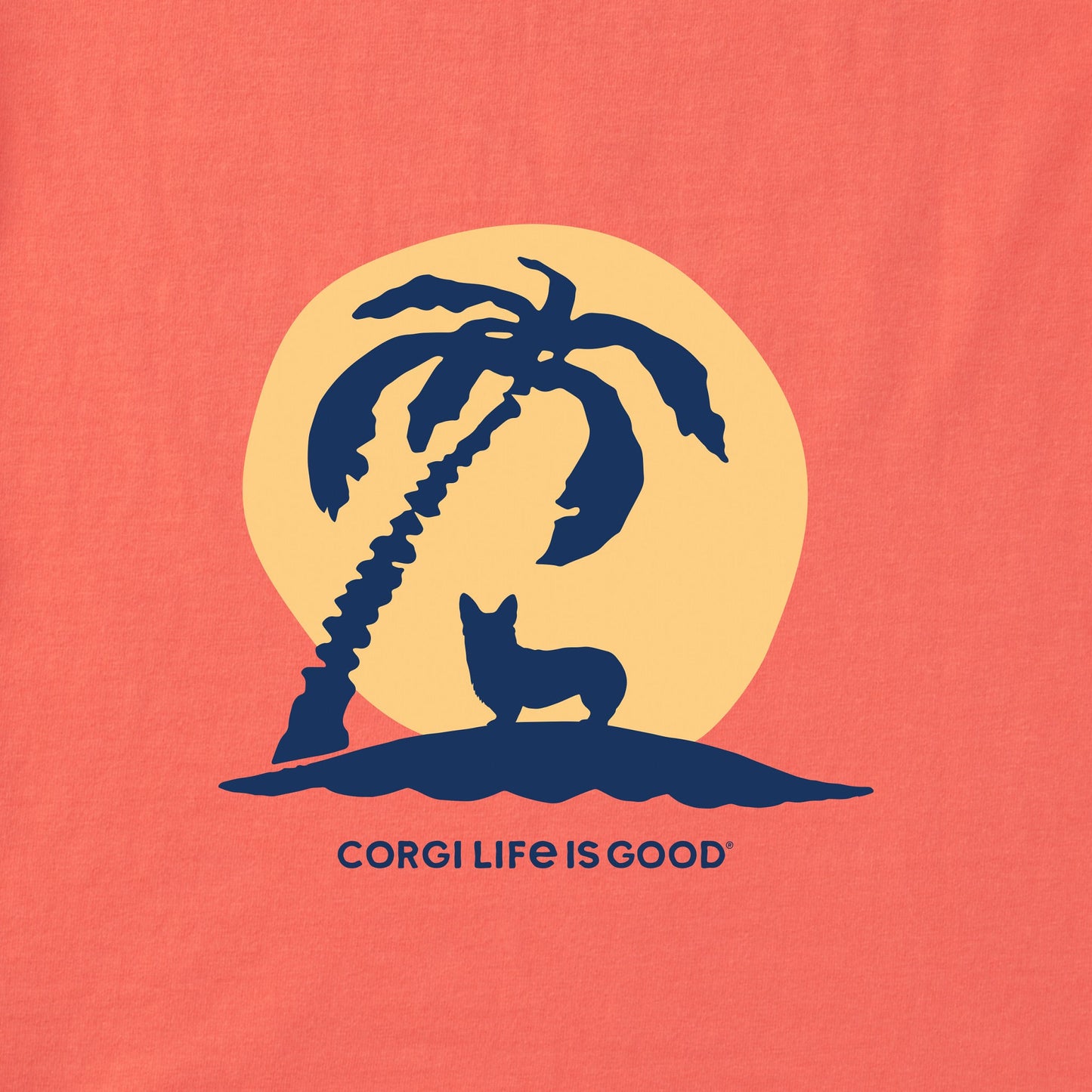 Women's Corgi Palm Tree Short Sleeve Crusher Tee