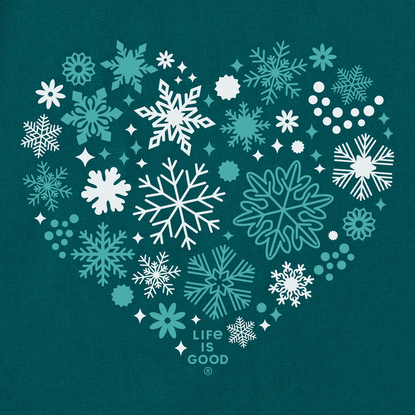 Women's Snowflake Heart Short Sleeve Crusher Vee