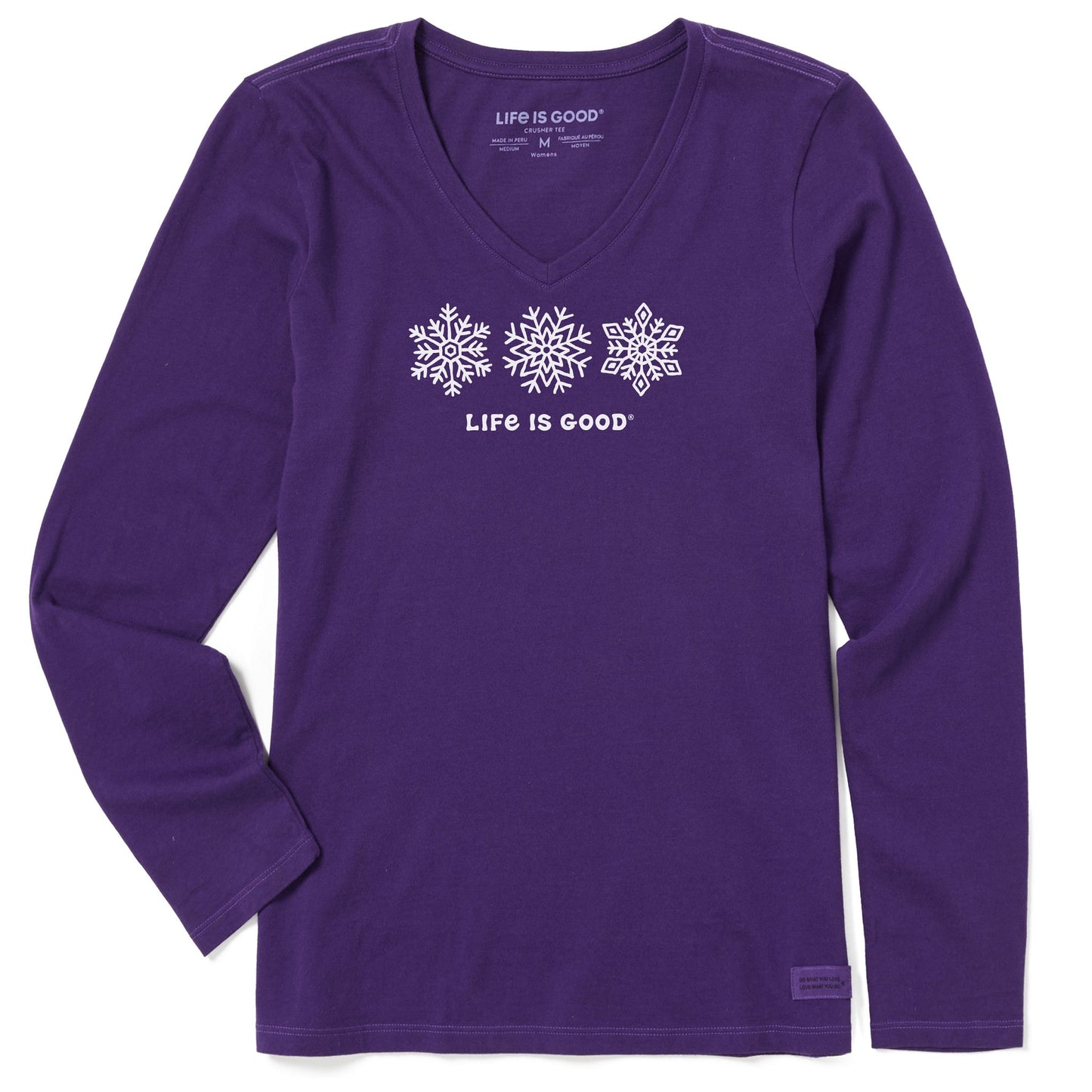 Women's Three Snowflakes Long Sleeve Crusher-LITE Vee