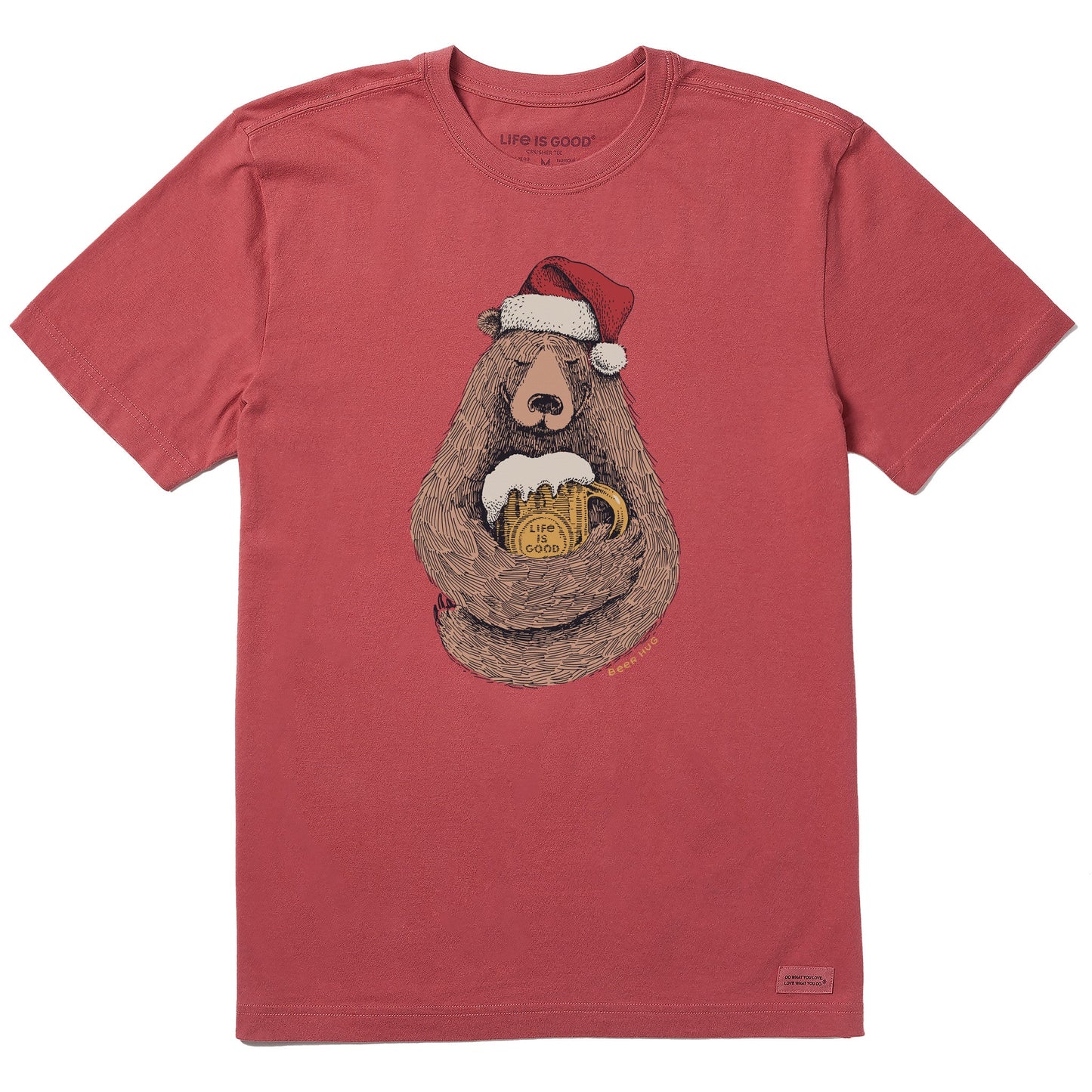 Men's Beer Hug Santa Bear Short Sleeve Crusher Tee