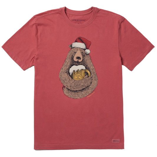 Men's Beer Hug Santa Bear Short Sleeve Crusher Tee