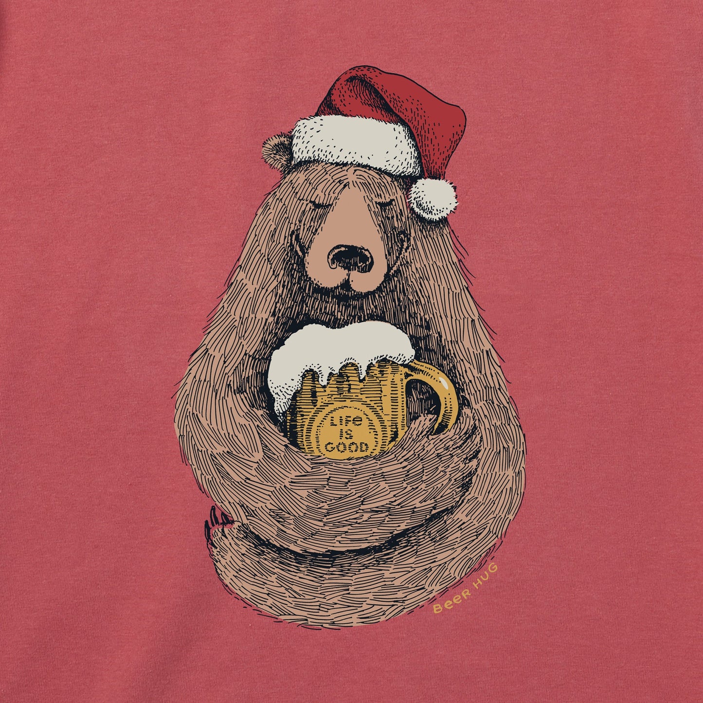 Men's Beer Hug Santa Bear Short Sleeve Crusher Tee