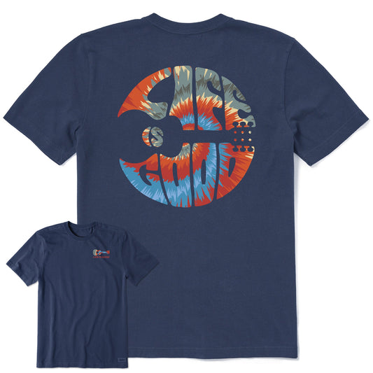 Men's Guitar Circle Psychedelic Tie Dye Short Sleeve Crusher Tee