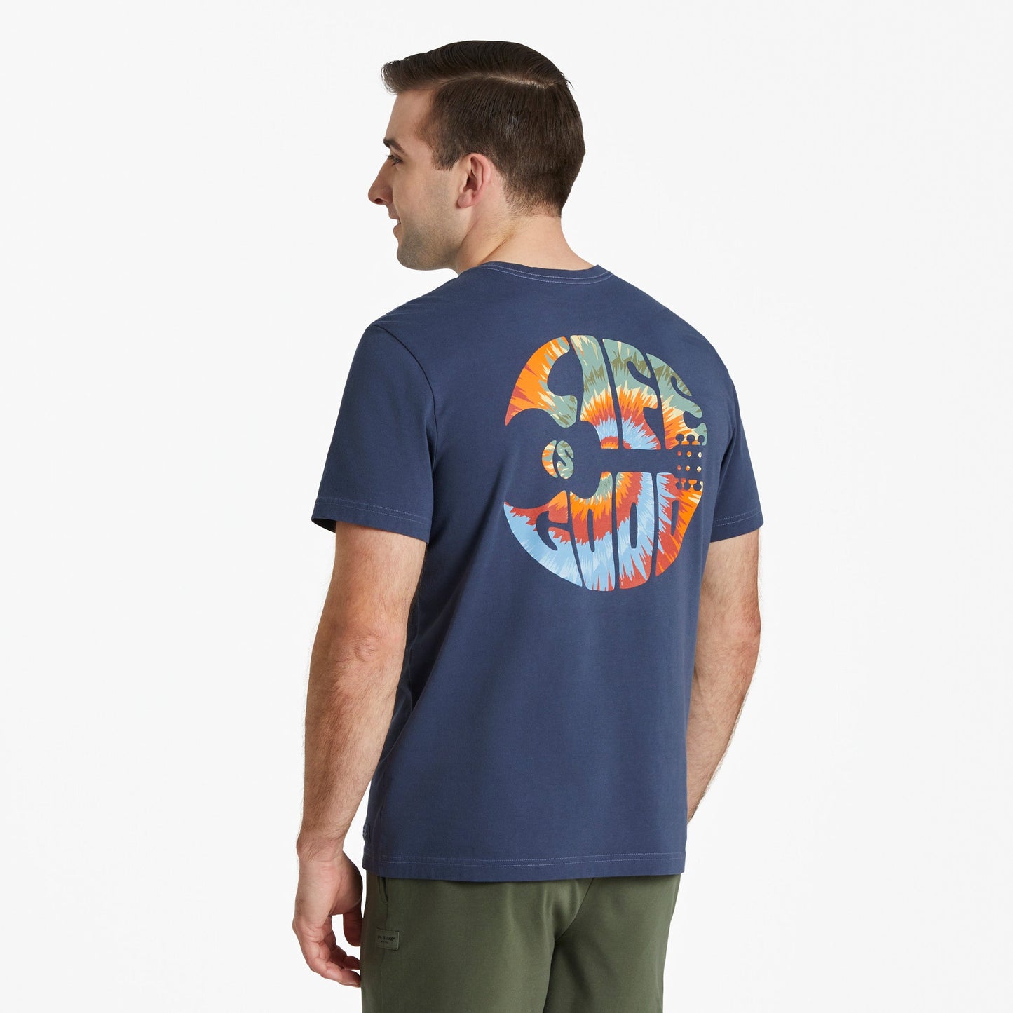 Men's Guitar Circle Psychedelic Tie Dye Short Sleeve Crusher Tee