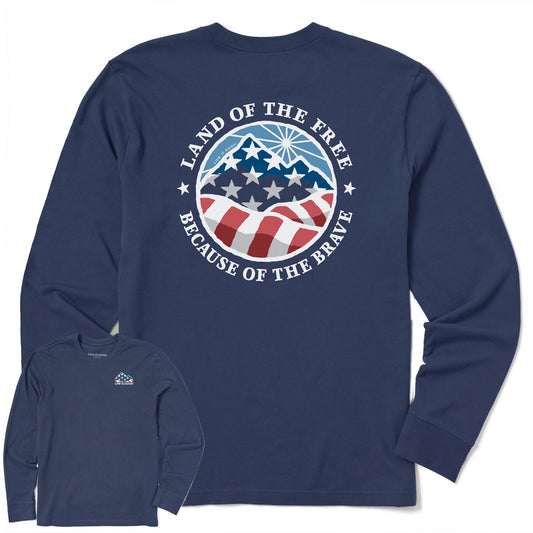 Men's Land of the Free Americana Coin Long Sleeve Crusher Tee