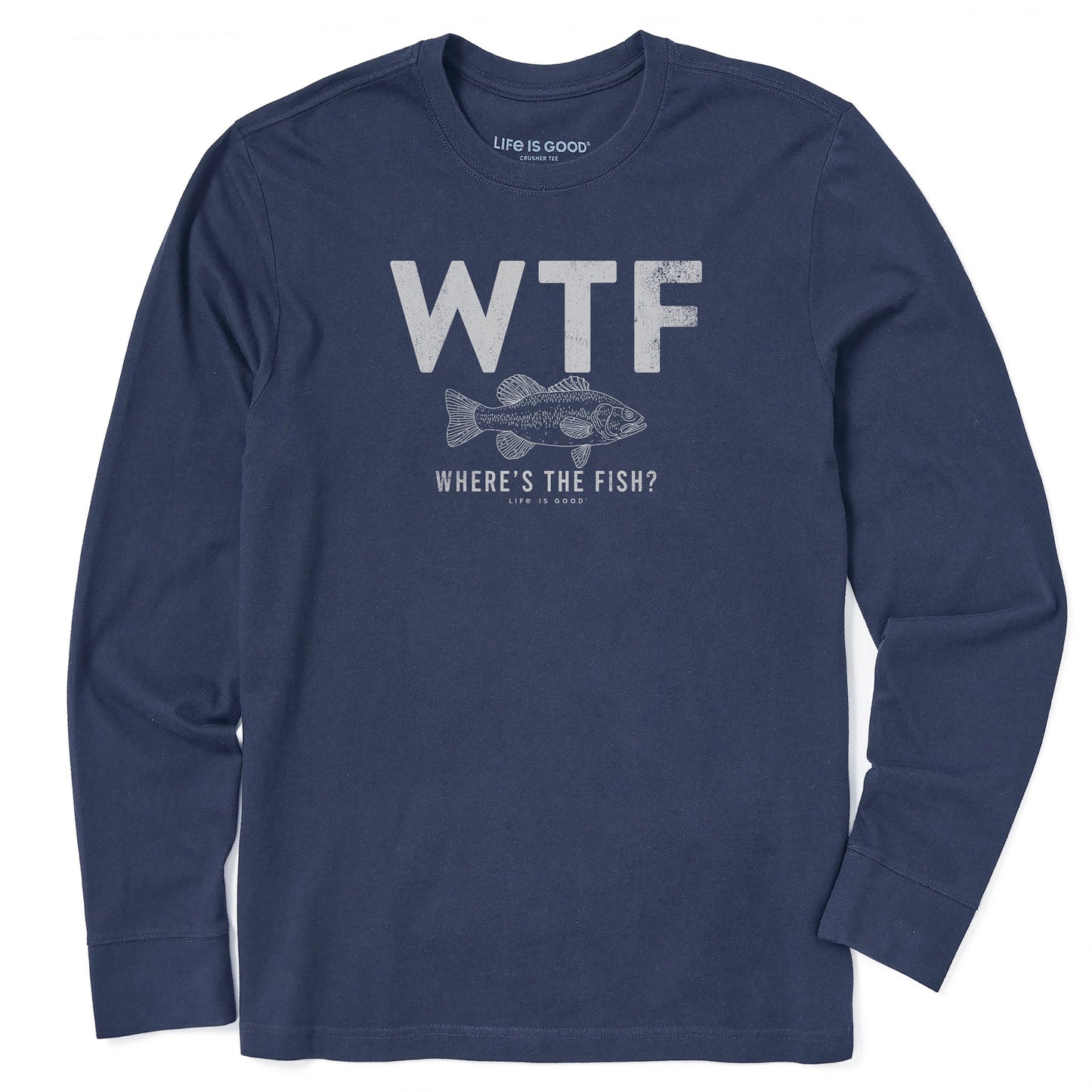 Men's WTF Line Drawing Bass Long Sleeve Crusher Tee