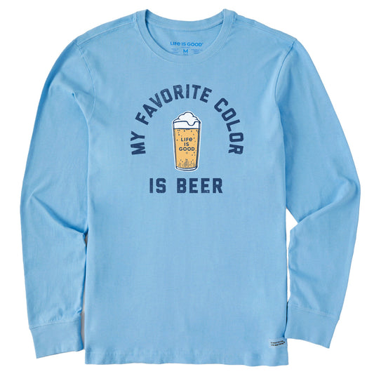 Men's My Favorite Color is Beer Long Sleeve Crusher Tee