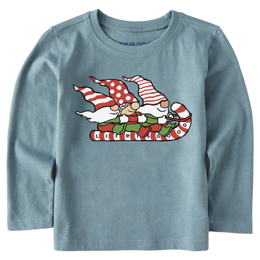 Toddler Gnome Toboggan Ride Long Sleeve Crusher Tee
