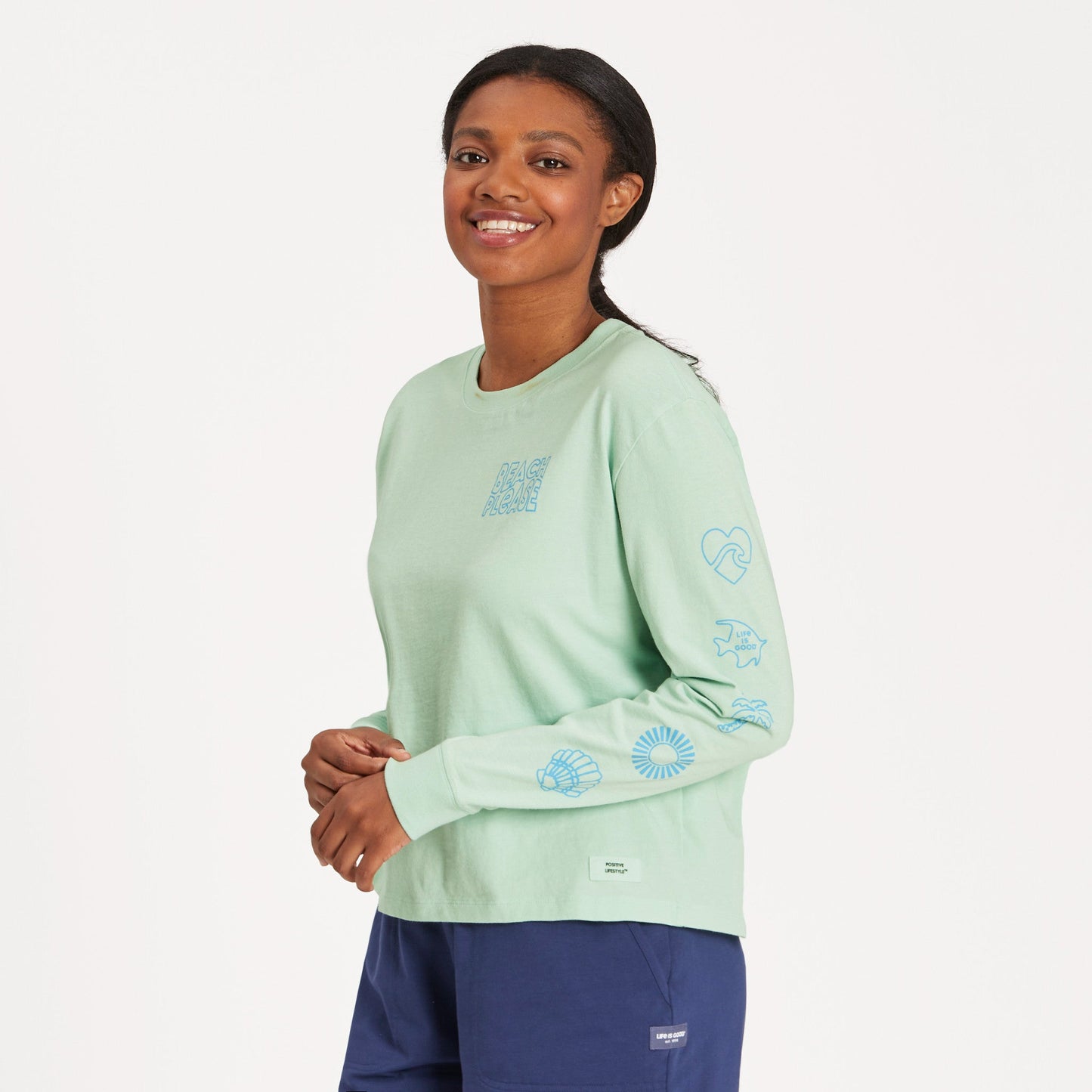 Women's Beach Icons Long Sleeve Crusher Boxy Tee