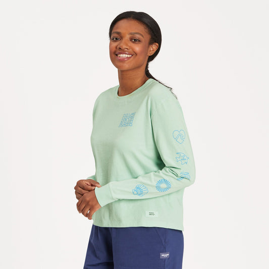 Women's Beach Icons Long Sleeve Crusher Boxy Tee