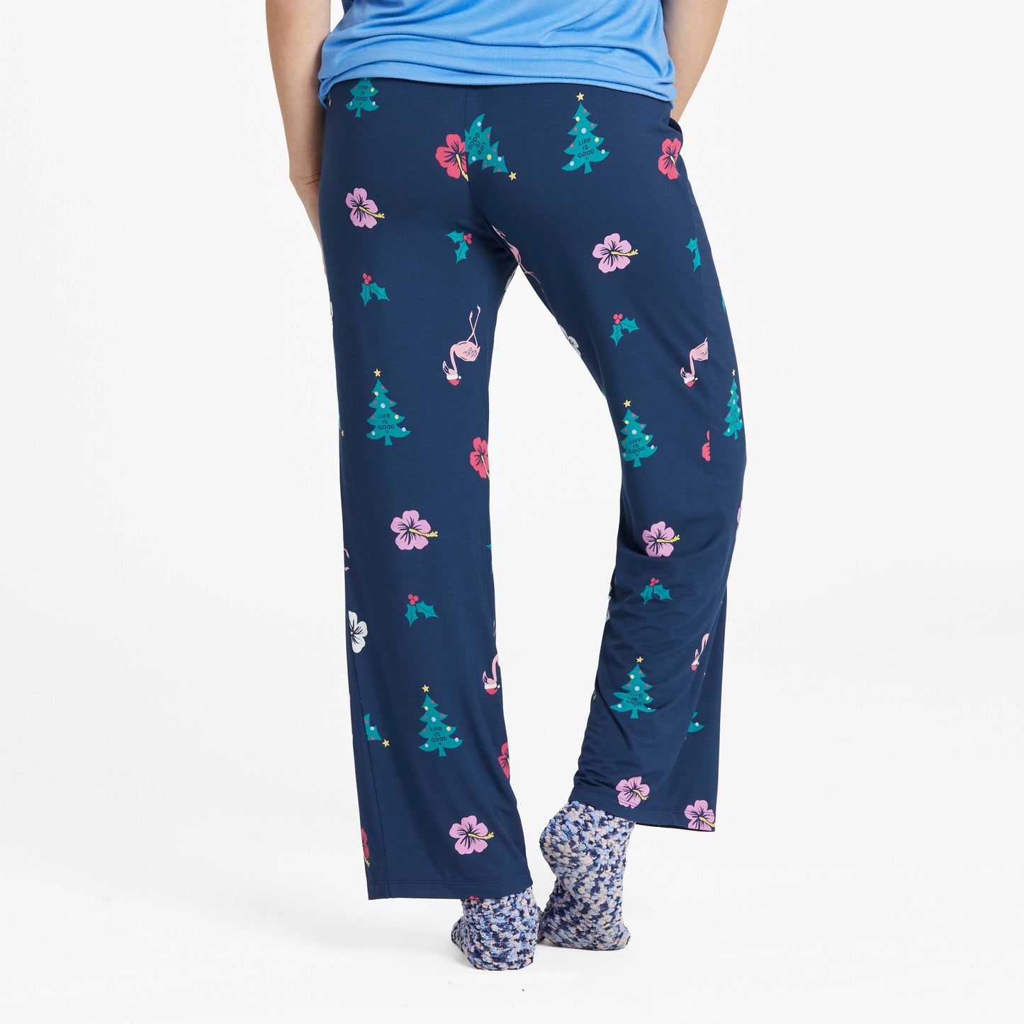 Women's Holiday Flamingo Pattern Lightweight Sleep Pant