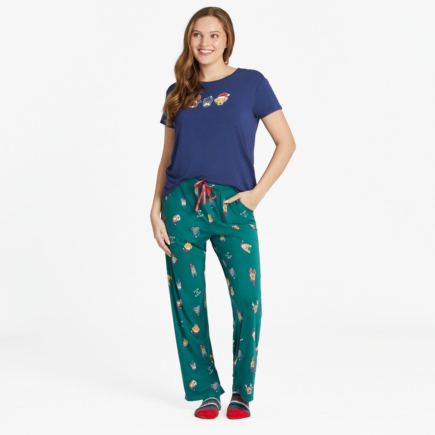Women's Holiday Pup Pattern Lightweight Sleep Pant