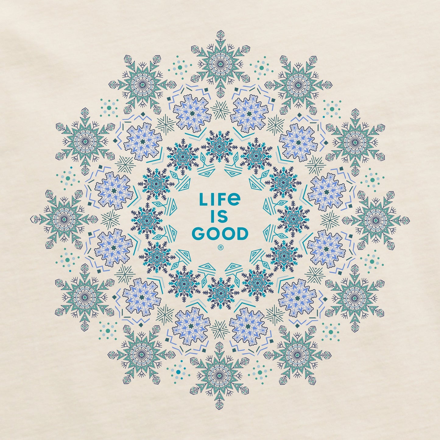 Women's Snowflake Mandala Long Sleeve Snuggle Up Relaxed Sleep Tee