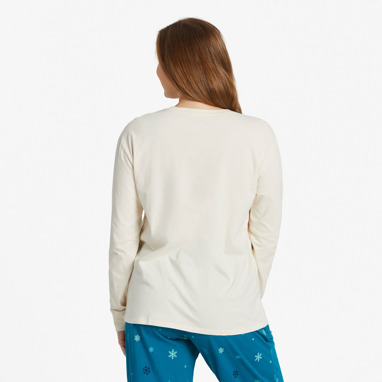 Women's Snowflake Mandala Long Sleeve Snuggle Up Relaxed Sleep Tee