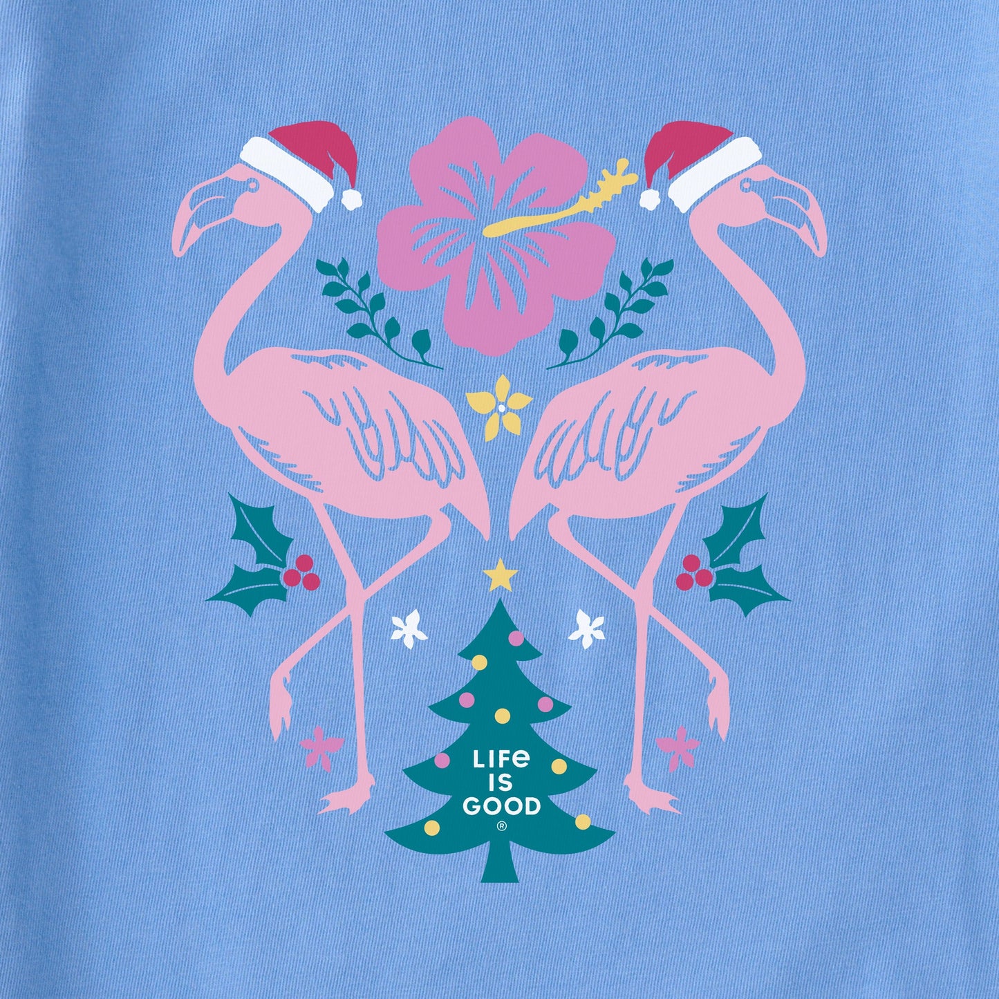 Women's Holiday Flamingo Mirror Lightweight Sleep Tee