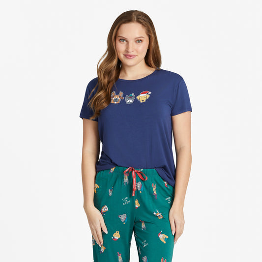 Women's Three Holiday Pups Lightweight Sleep Tee