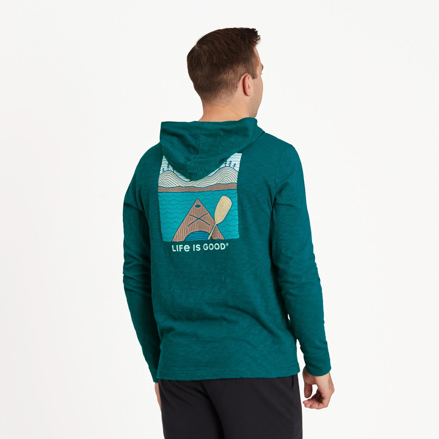 Men's Woodblock Kayak Textured Slub Hoodie