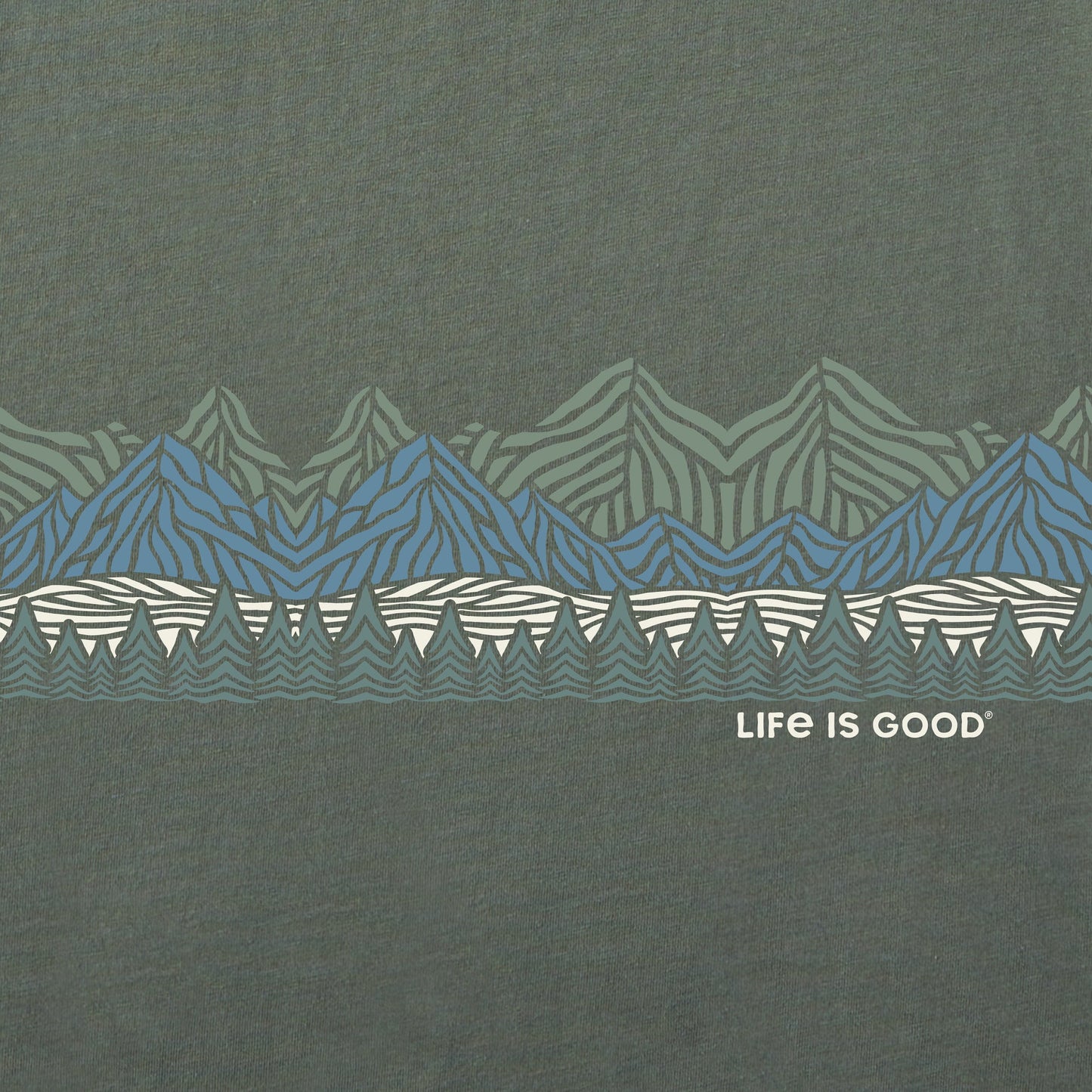 Men's Woodblock Mountain Scene Crusher-FLEX Crew