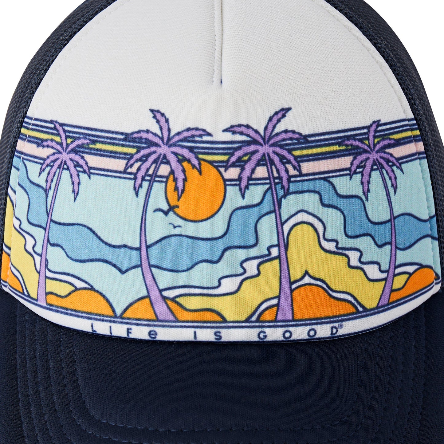 Adult Unisex Retro Palms Scene Trucker Hat