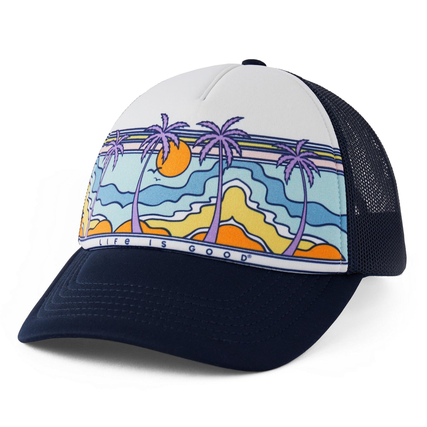 Adult Unisex Retro Palms Scene Trucker Hat