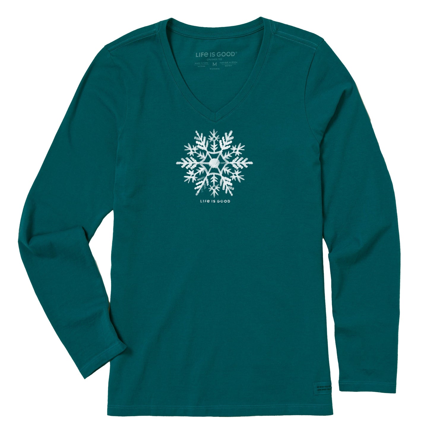 Women's Watercolor Snowflake Long Sleeve Crusher Vee