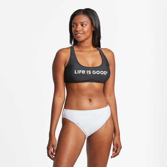 Women's LIG Horizontal Wordmark Scoop Bikini Swimsuit Top