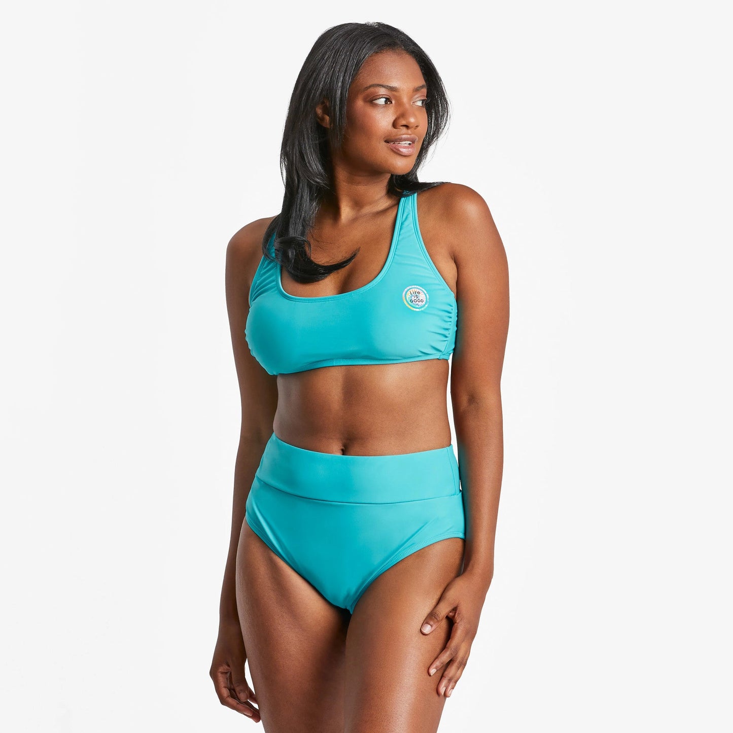 Women's Tie Dye Coin Scoop Bikini Swimsuit Top