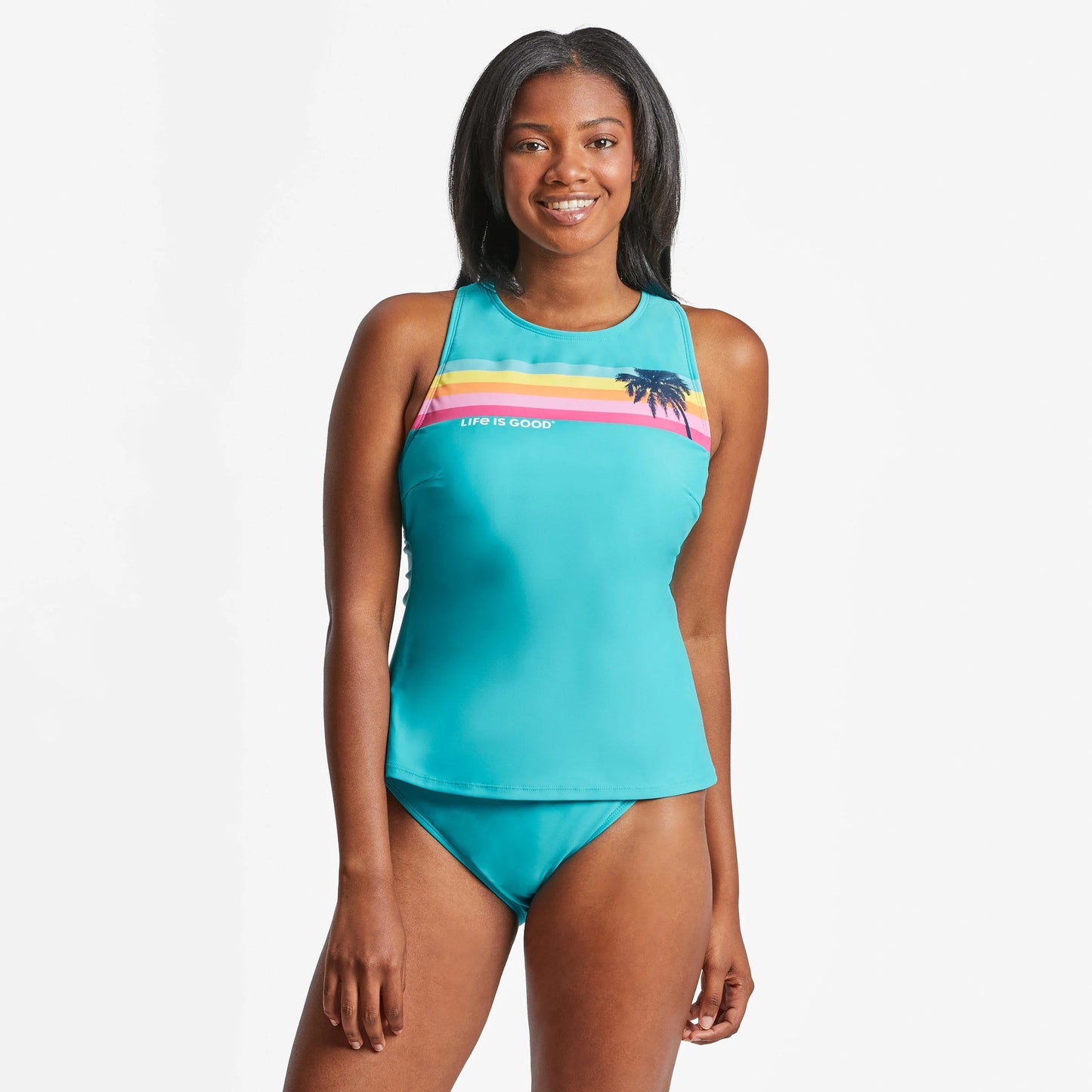 Women's Spectrum Palm High Neck Tankini Swimsuit Top