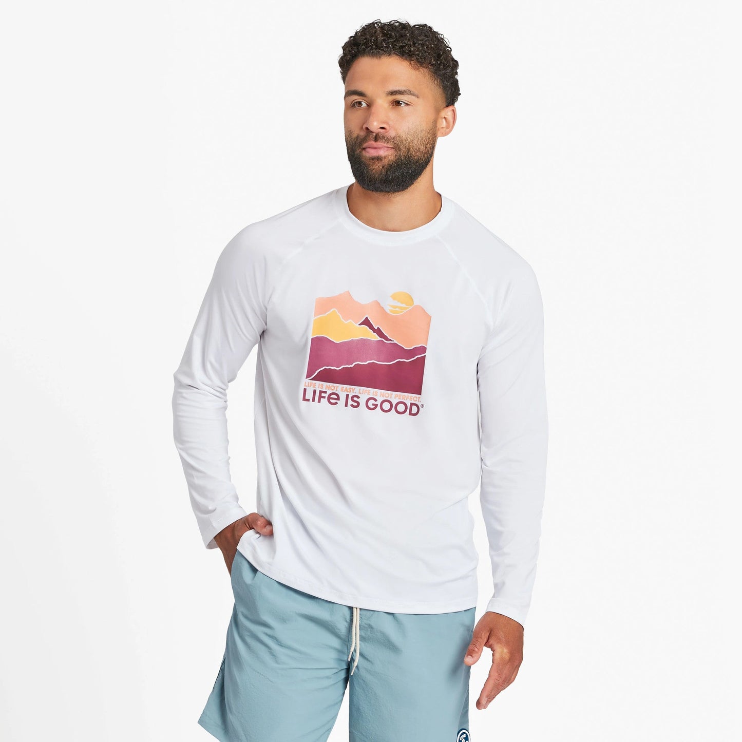Men's Life Isn't Easy Mountains Long Sleeve Rashgaurd