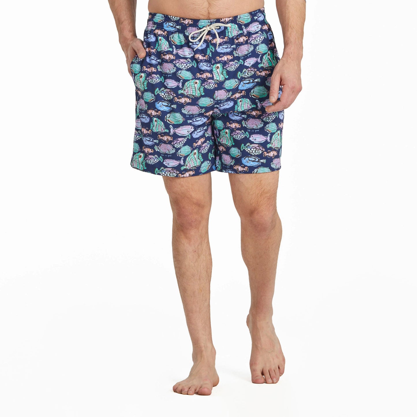 Men's Watercolor Fishes Swim Trunk